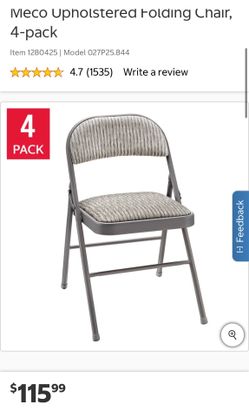 Meco Upholstered Folding Chair, 4-pack