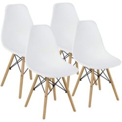 Eames-Style White Dining Chairs – Set of 4 – NEW