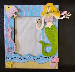 Whimsical Green/Pastel Mermaid Frames (2) - Home Wall Decor