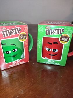 M&M's Green Character Ceramic Mug Gift Set Holiday Edition NIB Frankford Candy