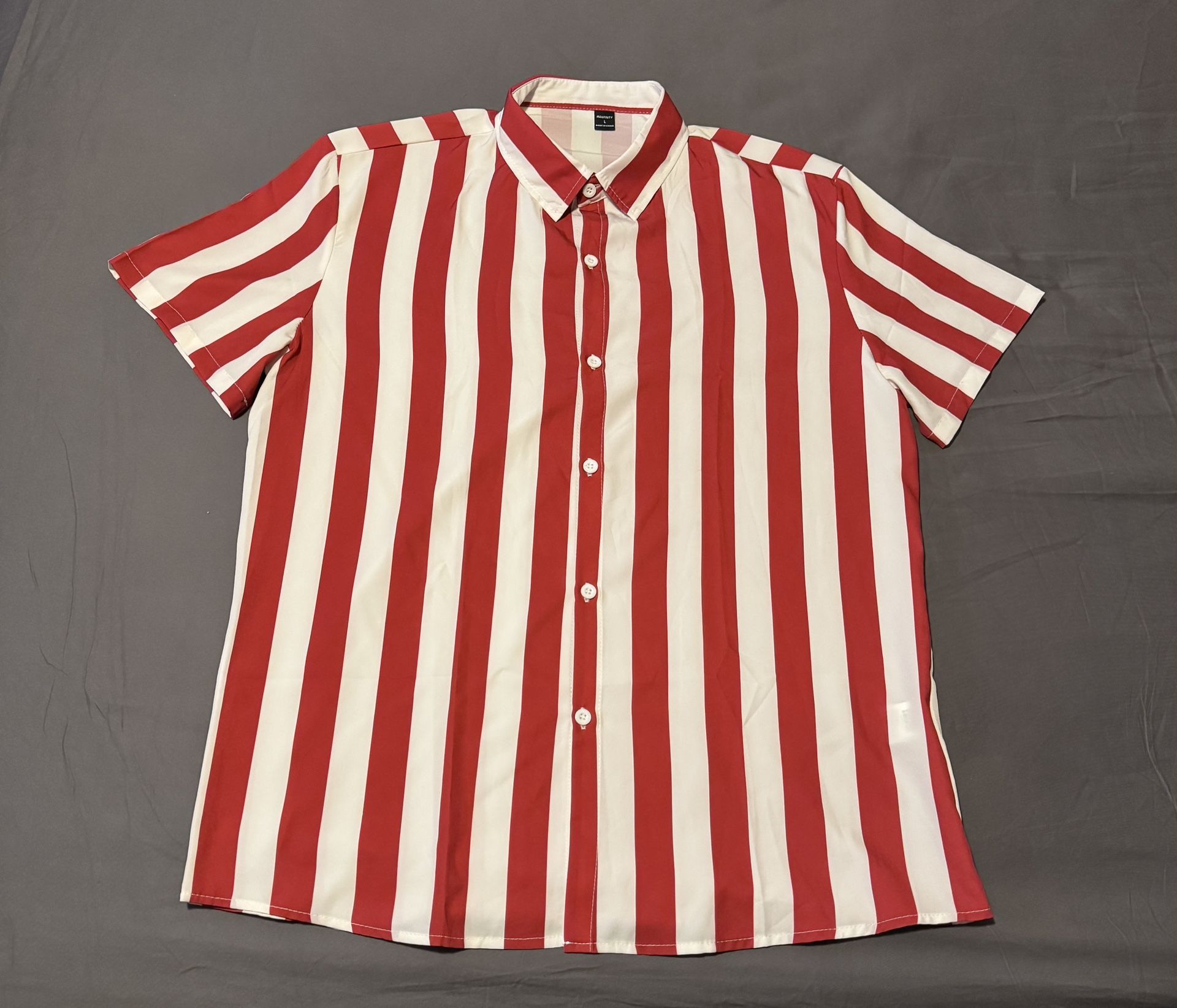 Manfinity Red and White Stripped Shirt Size Large
