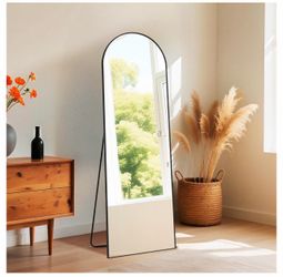Full-Length Arched Floor Mirror Black Frame