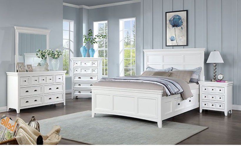 Brand New White 4pc Queen Bedroom Set (Available In Full Size)
