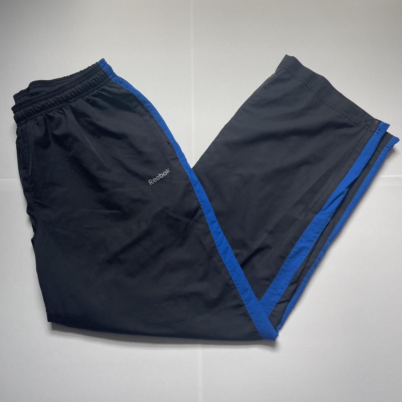 Mens Vintage Reebok Windbreaker Tracksuit Athletic Pants Sportswear Black/Royal Blue Large