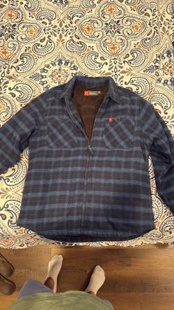 American Outdoorsman Blue Flannel Sweater - Large
