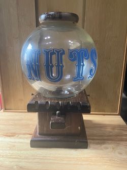 Vintage Wooden/glass Nut Dispenser