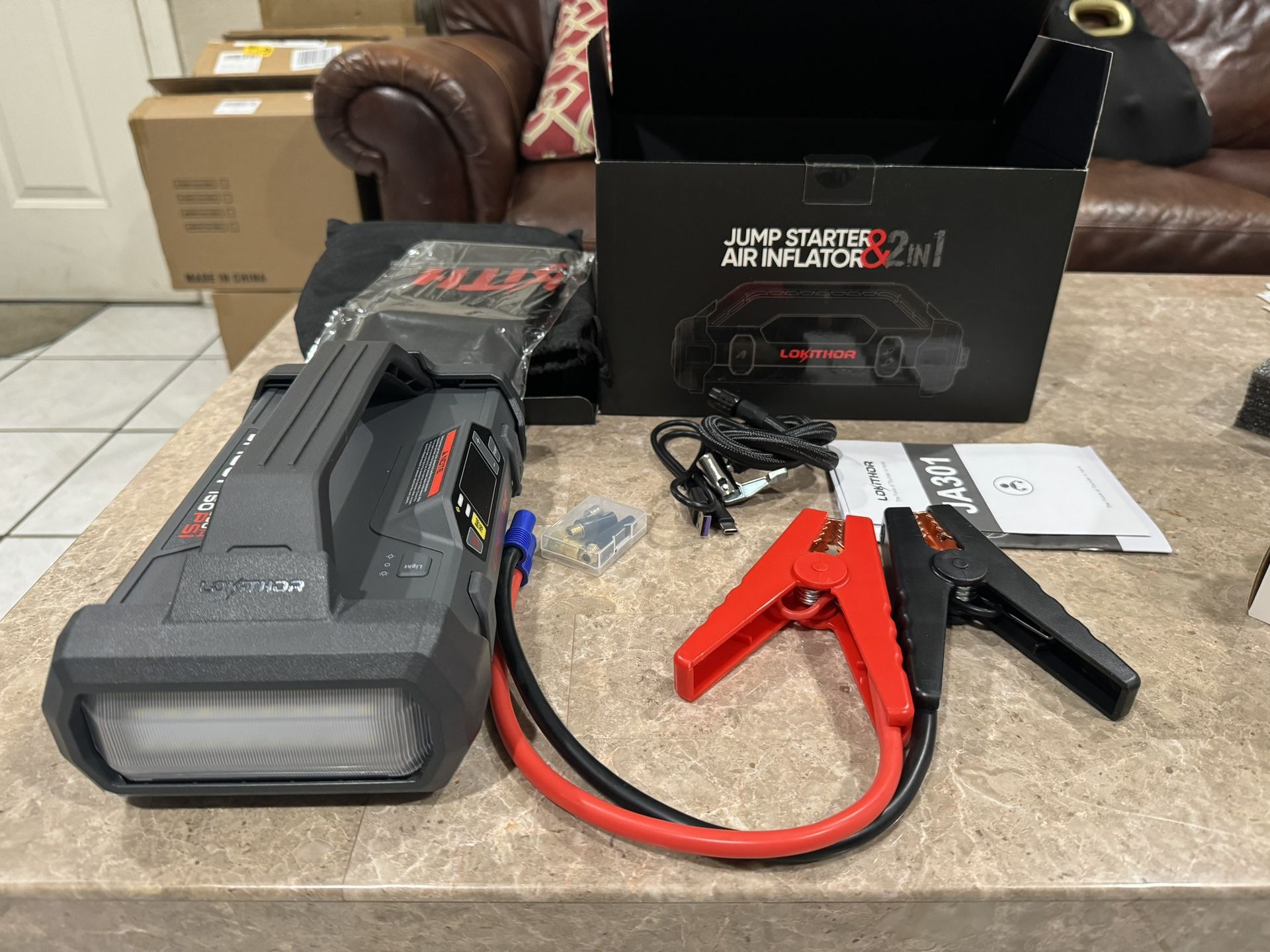 Jump Starter with Air Compressor 2000Amp 12V Portable Car Battery Booster Pack for Upto 8.0L Gas or 6.0L Diesel 150 PSI Tire Inflator with Digital S