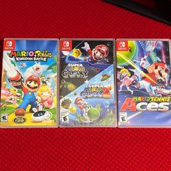 Nintendo Switch Games. Mario Rabbids, Super Mario Galaxy 1-2. Mario Tennis Aces