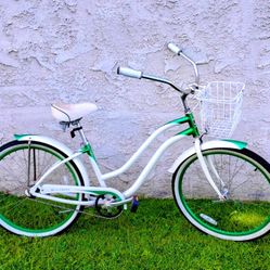 Classic Phat Cycle Sea Crest 26" Beach Cruiser Bike Bicicleta Basket 