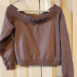 Womens Mauve Colored Long Sleeve Crop Sweatshirt