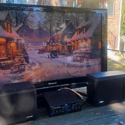 200W PYLE BLUETOOTH RECEIVER/BOSE 201 SPEAKERS/50"PANASONIC 1080P TV WITH ROKU REMOTE $400 FINAL PRICE 