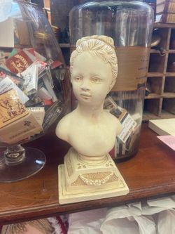Vintage bust statue 5" shelf decor french lady