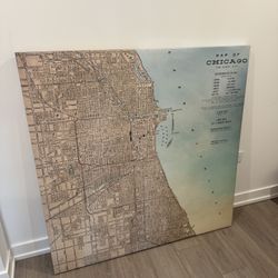 Large 4x4 ft Chicago “Windy City” Map Wall Art – Vintage-Style Canvas Print