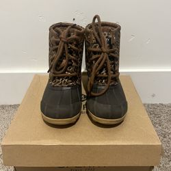 Sperry Toddler Girls Port Boot Leopard Duck Rain Boot Size 11