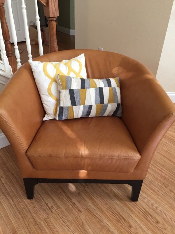 West Elm Tulip Chair Leather honey for Sale in Plano TX OfferUp