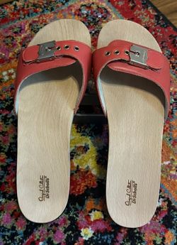 Red, Size 8 1970’s Style Dr. Scholl’s Sandals