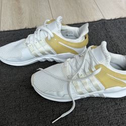 Adidas Originals Equipment Support ADV Sneakers Unisex Size US Women7.5- Men 6, White & Gold, Used Like New 