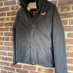 Mens Small Black Hollister Jacket Fleece Lining All Weather California NICE!