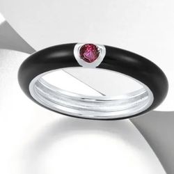 Cubic Zirconia Fashion Black Band Ring 