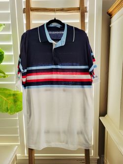 MENS SIZE XL VINTAGE STRIPED ACTIVE SPORTS WEAR GOLF SHIRT
