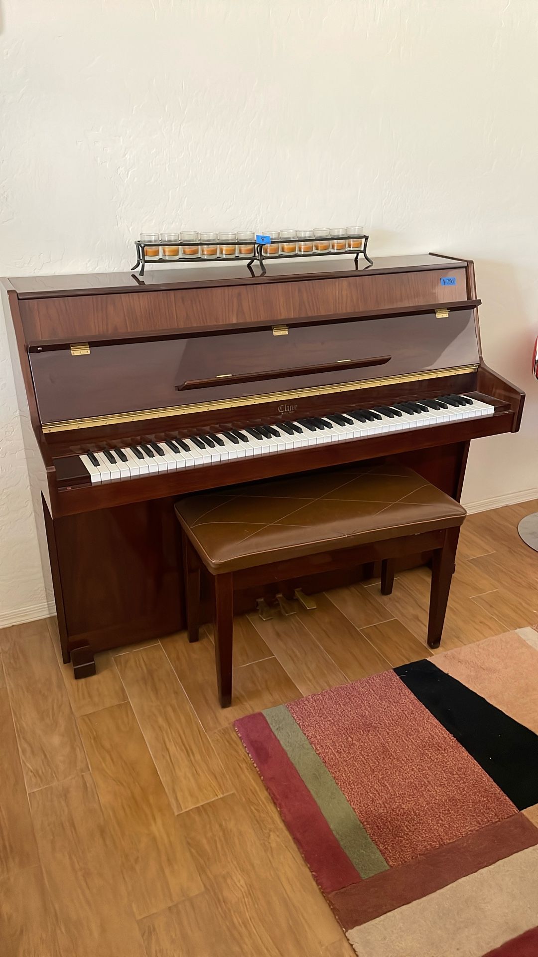 Cline Upright Mahogany Piano TUNED