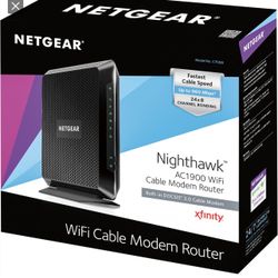 Netgear Nighthawk C7000v2-AC1900 WiFi Cable Modem Router  The Nighthawk Dual-Band AC1900 Router with 24 x 8 DOCSIS 3.0 Cable Modem delivers WiFi spee