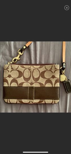 Coach brown wristlet