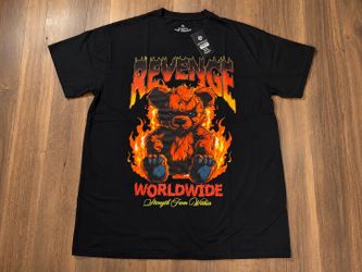One Brand Revenge Worldwide Bear Graphic T Shirt Mens XL Black Streetwear NWT