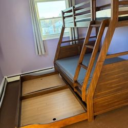 Set of Bob’s Furniture Full/Twin And Pull-Out Matress bunk beds Including Mattresses Brand New