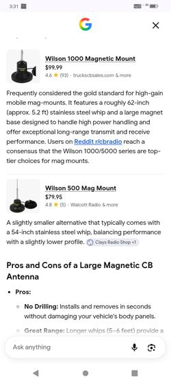 Wilson cb magnetic antenna