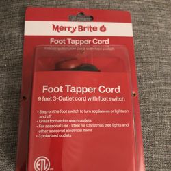 Merry Brite Foot Tapper Extension Cord 9’ w/ 3 Outlets Christmas