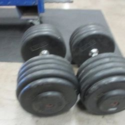 Used York 100 LB Rubber Dumbbell - PAIR