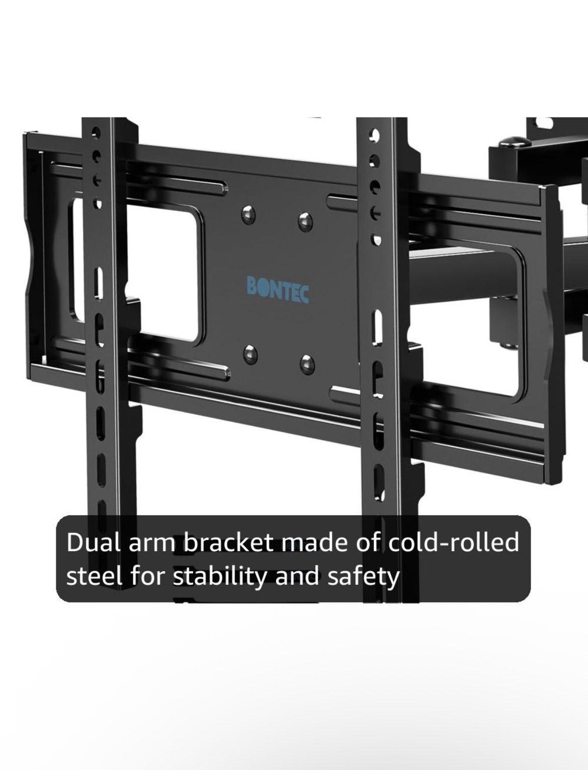 BONTEC Full Motion TV Wall Mount for 23-70 Inch TVs, Hold up to 99 lbs, Max VESA 400x400mm, Swivel Tilt Dual Arms, Adjustable Viewing Angle, Fits 16"