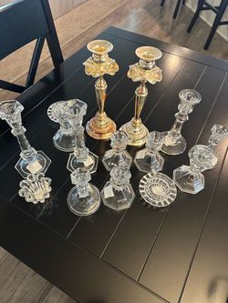 Brass and crystal candle holders