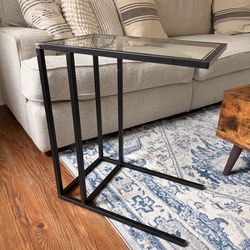 IKEA Glass Side Table with Metal Frame