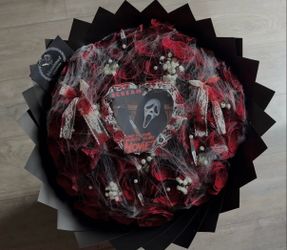 Scream Ghostface Horror Themed Rose Bouquet