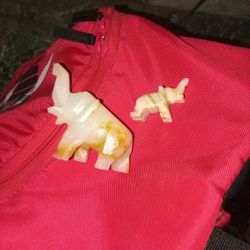 Hand Carved Onyx Elephants. 
