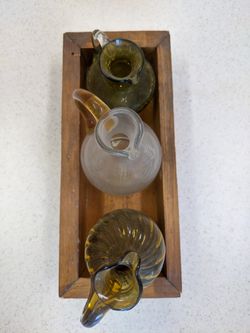 Antique potion bottles in wood box ✨