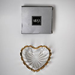 Mikasa Romantic Gold Heart Shaped Trinket Candy Dish Bowl Japan WY364/504 NOS