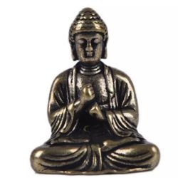 Mini Portable Vintage Brass Buddha Statue Pocket Sitting Buddha Figure Sculpture Home Office Desk Decorative Ornament gift 