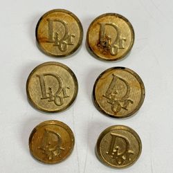 Lot of 6 Vintage Dior Gold Bronzed Button ~ 4 x 19 mm and 2 x 15 mm ~ Rusty