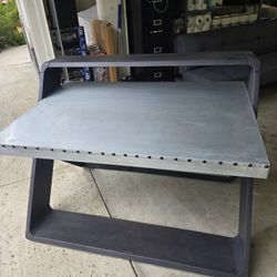  Silver And Black Metal And Wood Table 