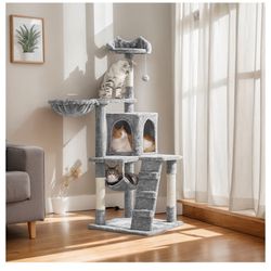 54in Cat Tree | Multi-Level Cat Tower w/Spacious Perch, Cozy Condo and Hammock, 3 Scratching Posts, Interactive Toy | Sturdy Pet Furniture | for Indoo