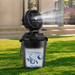 New In Box 30000mAh Portable Rechargeable Wireless Mist Fan Up To 8 Hours Working Time Clamps To Bucket 