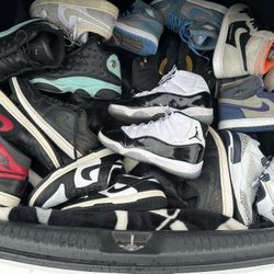 10 Pairs Jordan Shoes Most In Excellent Condition Sizes 8.5-9-11 And 12 Men All Original Shoes $245 For All Of Them Together 
