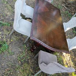 🪑 Elegant Dining Set – Solid Wood Table & 6 Tufted Chairs 🪑