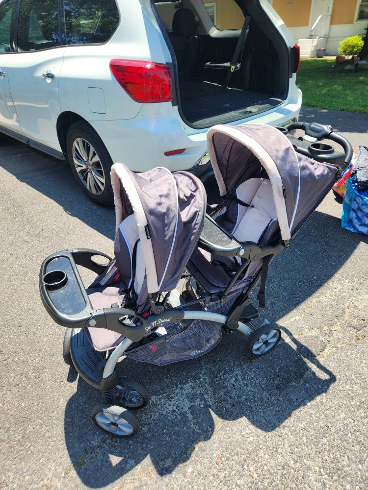 Double Stroller With Car Seat And Small Stroller