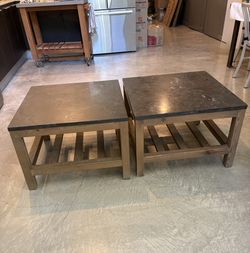 Pottery Barn Wood and Stone Coffee Tables (x 2)