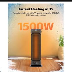 24" Space Heater, 1500W PTC Fast Heating Ceramic Heater,Indoor Use