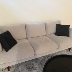 Marques Cobblestone White Fabric 84" Sofa | Loose Reversible Back and Loveseat set - Living Spaces